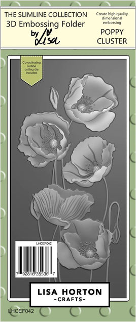 Poppy Cluster - Lisa Horton Crafts Slimline 3D Embossing Folder & Die