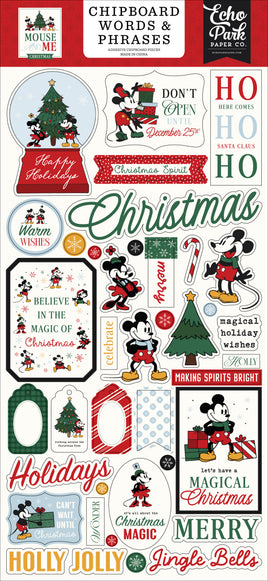 Mouse And Me Christmas 6x13 Chipboard Word & Phrases