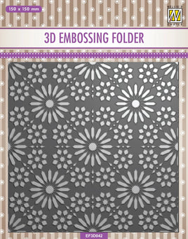 Nellie's Choice 3D Embossing Folder - Square Frame - Flower Pattern