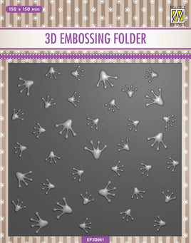 Nellie's Choice 3D Embossing Folder Square - Frog Series - Frog Footprints