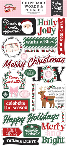 North Pole Christmas - Echo Park Chipboard Words & Phrases 6"X13"