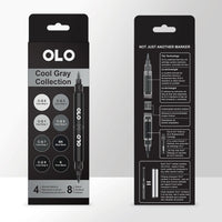 Brush Marker Set, 8 Cool Gray (4pc/8 Colors)
