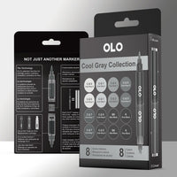 Brush/Chisel Marker Set, 8 Cool Gray (8pc/16 Colors)