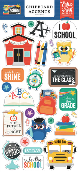 Off To School - Echo Park 6x13 Chipboard Accents