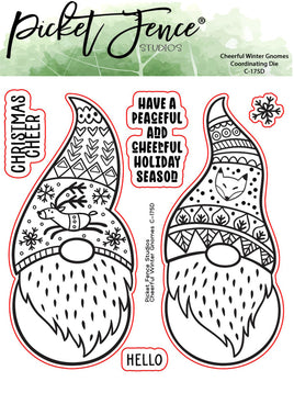 Cheerful Winter Gnomes - Picket Fence Studios Steel Dies