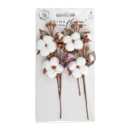 Snowy Cotton - Prima Marketing Twinkle & Treats Paper Flowers 4/Pkg
