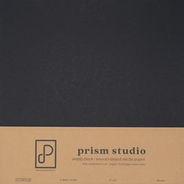 12X12 Mixed Media Paper, Simply Black, 129lb (12 sheets)