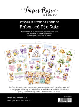Petals & Pansies 6x8" Teddies Embossed Die Cuts 36463