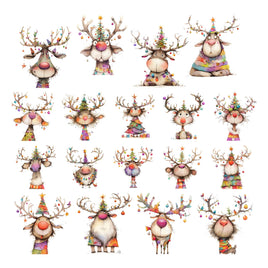 Quirky Christmas Deer Ephemera Pack