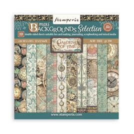 Gardens of Time - Stamperia Backgrounds Double-Sided Paper Pad 12"x12" 10/Pgk