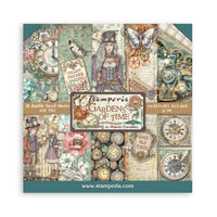 Gardens of Time -Stamperia Scrapbooking Double-Sided Paper Pad 8"X8" 10/Pkg