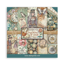 Gardens of Time -Stamperia Scrapbooking Double-Sided Paper Pad 8"X8" 10/Pkg