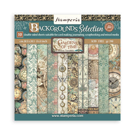 Gardens of Time - Stamperia Backgrounds Double-Sided Paper Pad 8"X8" 10/Pkg