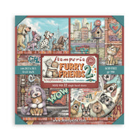 8”x8” (20.3x20.3 cm) Paper Pad 22 Single Sided Printed Paper Sheets - Furry Friends 2