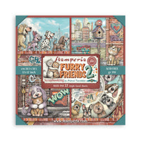 12”x12” (30.5x30.5 cm) Paper Pad 22 Single Sided Printed Paper Sheets - Furry Friends 2