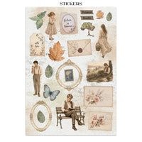 Flowers And Poems - Junk Journal: Stickers, Cut-Outs, Backgrounds