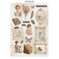 Flowers And Poems - Junk Journal: Stickers, Cut-Outs, Backgrounds