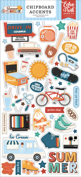 Summer Break - Echo Park 6x13 Chipboard Accents