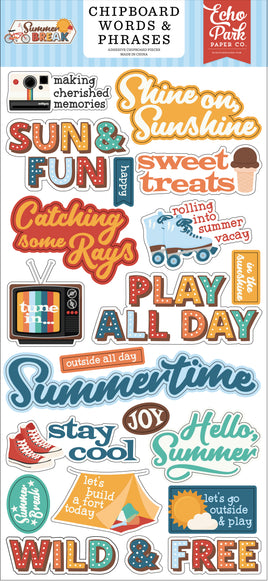Summer Break - Echo Park 6x13 Chipboard Words & Phrases