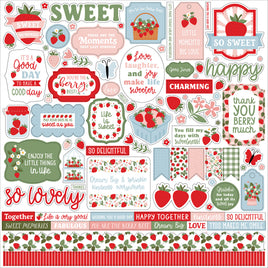 Strawberry Fields - Echo Park Elements Cardstock Stickers 12"X12"
