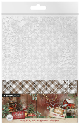 SL Acetate Sheets Plaid & Snow Cottage Christmas 6 Sheets