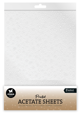SL Acetate Sheet Snowflakes White Essentials 6 Sheets