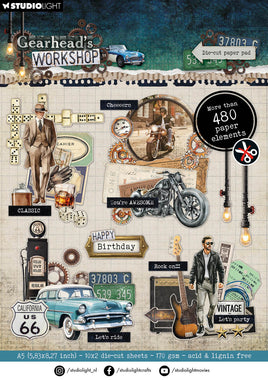 SL Die-Cut Paper Pad Die-Cut Elements Gearhead's Workshop 20 Sheets