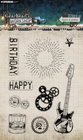 SL Clear Stamps Gears & Guitar Gearhead's Workshop 9 Pieces