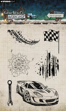 SL Clear Stamps Car & Grunge Gearhead's Workshop 6 Pieces