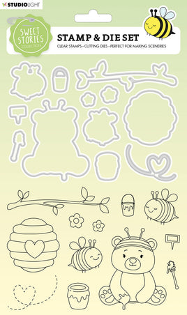 SS Stamp & Cutting Die Bear And Bees Sweet Stories 160x270x3mm 24 PC nr.37