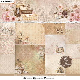 SL Design Paper Pad 12 Patterns Teddy's Tea Time 36 Sheets