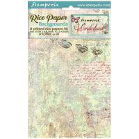 Wonderland - Stamperia Assorted Rice Paper Backgrounds A6 8/Sheets