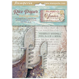 Venice City of Art stripes - A6 Rice Paper Backgrounds (8 Sheets)