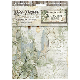 Herbarium Silvae - Stamperia Rice Paper Backgrounds A6 8/Pkg
