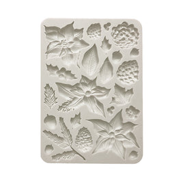 The Nutcracker Poinsettia And Pinecones - Stamperia Silicone Mold A5