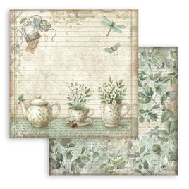 Herbarium Silvae Teacup - Stamperia Double-Sided Cardstock 12"x12"