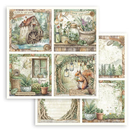 Herbarium Silvae 4 Cards - Stamperia Double-Sided Cardstock 12"x12"