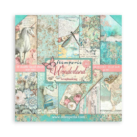 Wonderland, 10 Designs/1 Each - Stamperia Double-Sided Paper Pad 12"X12" 10/Pkg