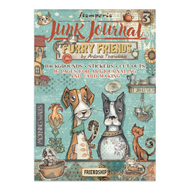 Furry Friends - Junk Journal Backgrounds + Stickers + Cut Outs