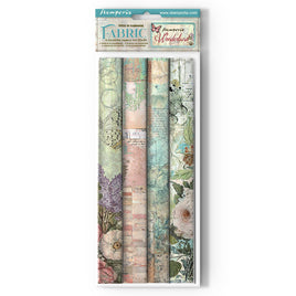 Wonderland - Stamperia Polyester Fabric 12"X12" 4/Pkg
