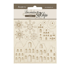 Gear Up For Christmas Cozy Houses - Stamperia Decorative Chips 5.5"X5.5"