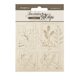 Gear Up For Christmas 4 Squares - Stamperia Decorative Chips 5.5"X5.5"