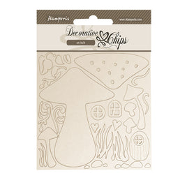 Hidden Grove Grass and Mushroom - Stamperia Decorative Chips 5.5"X5.5"