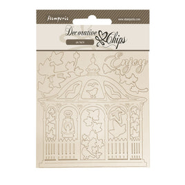 House of Roses Gazebo - Stamperia Decorative Chips 5.5"X5.5"