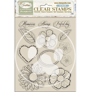 Timeless - Flowers and Hearts - Clear Stamp