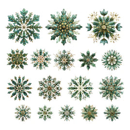 Golden Evergreen Snowflakes Ephemera