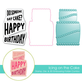 Icing on the Cake - Stamp + Die + 3D Embossing Folder Combo