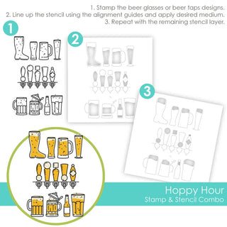 Hoppy Hour - Stamp & Stencil Combo