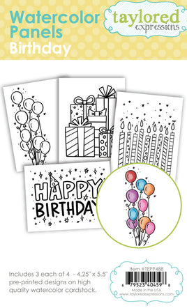 Birthday Watercolor Panels