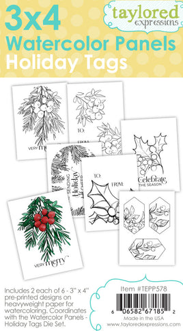 Holiday Tags - Watercolor Panels
